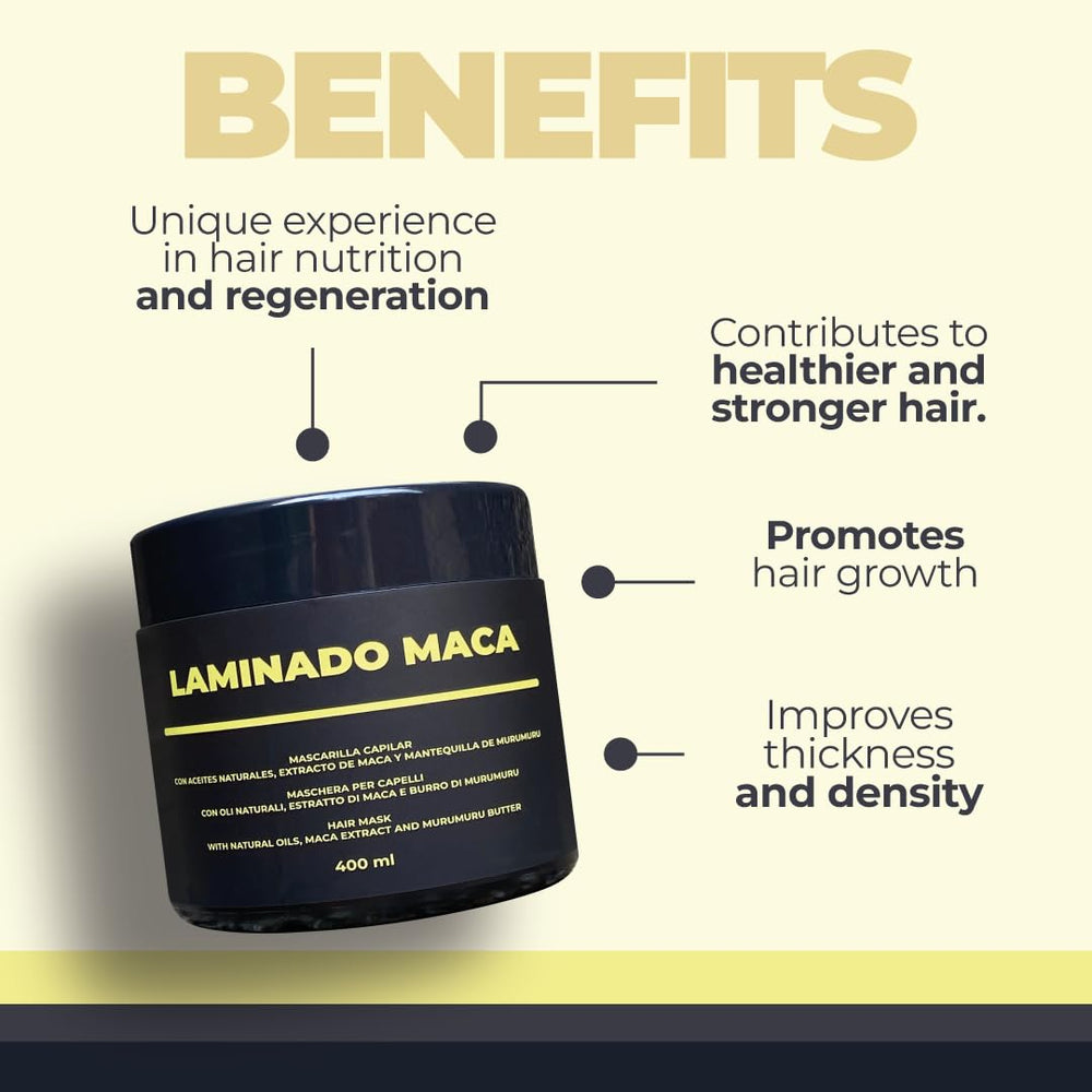 Lina Zapata LZ Maca Hair Treatment application steps visual guide.