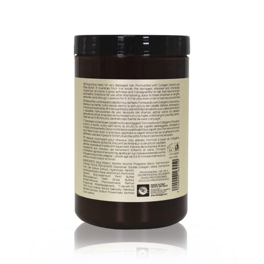 LINANGE Emergency Reconstruction Mask texture close-up highlighting rich formula for chemically treated hair