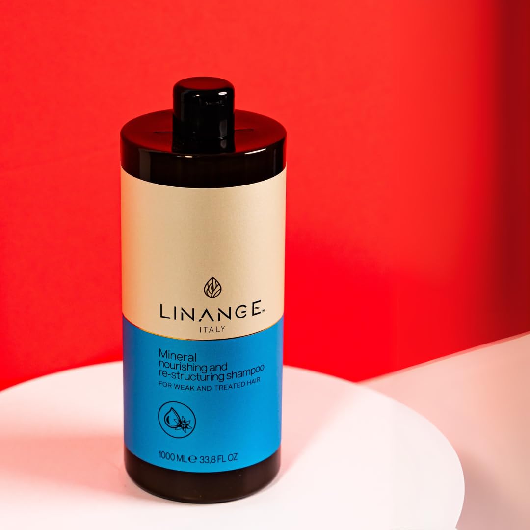 Linange Mineral Nourishing Shampoo hair shine closeup hints at brightness and volume.