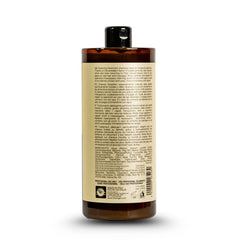 Linange Mineral Nourishing Shampoo label closeup emphasizes natural ingredients and premium care.