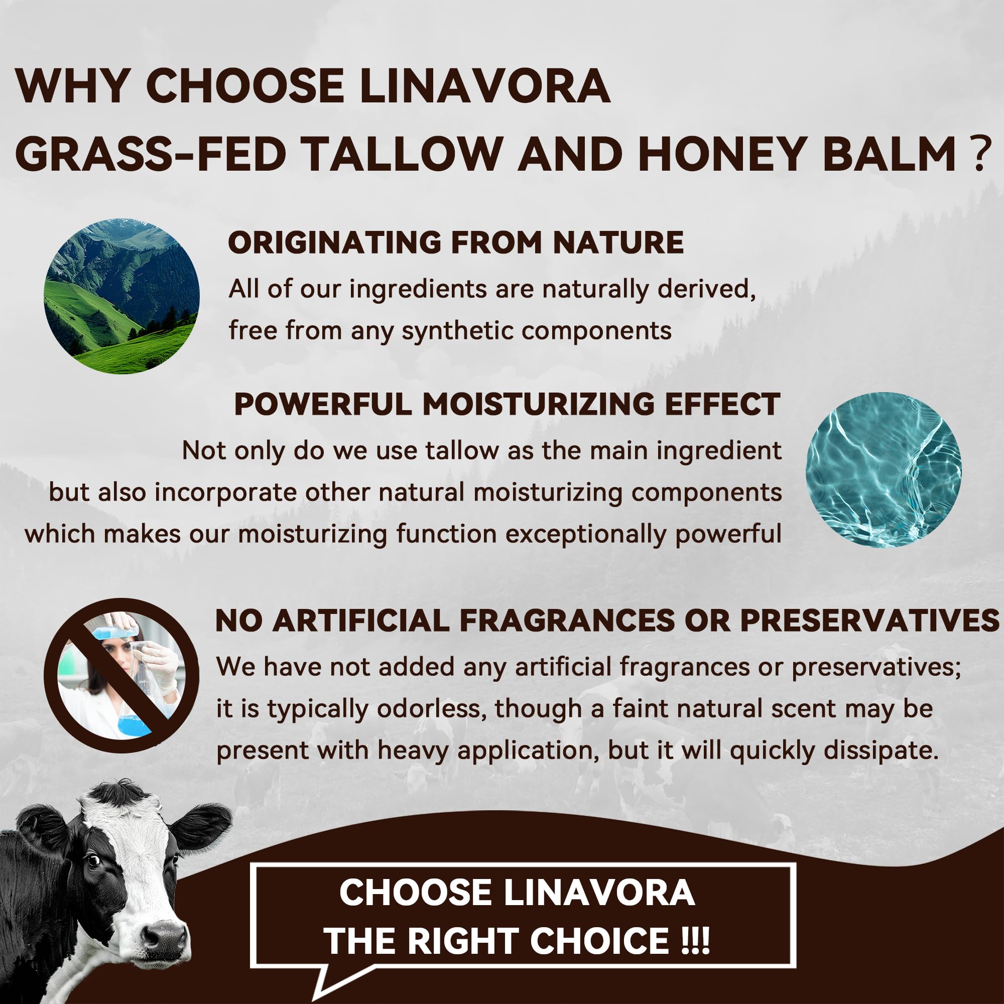 Linavora finish on the face shows calm, hydrated skin.