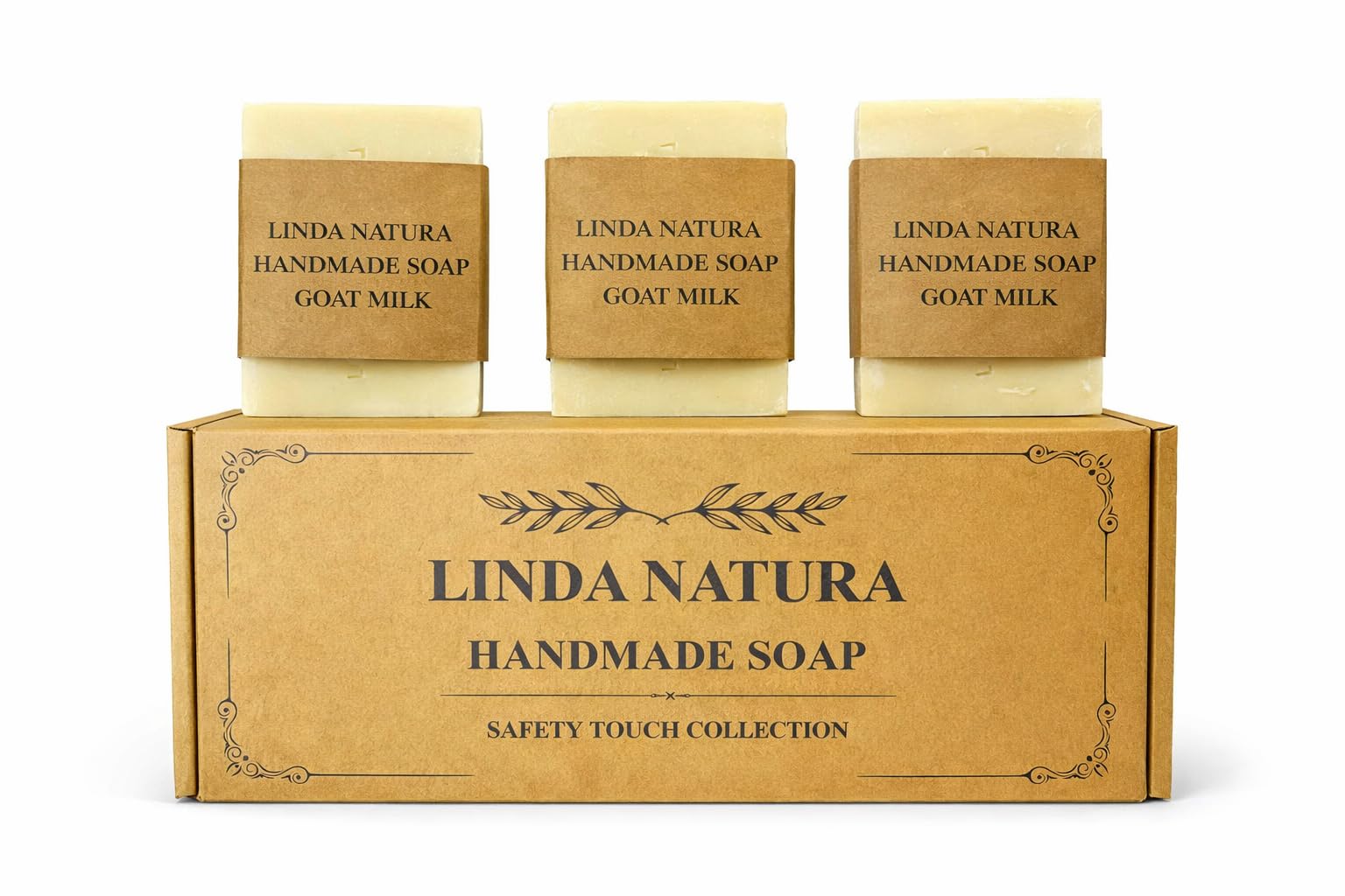 LINDA NATURA Goat Milk Soap Set front view, perfect for daily fragrance-free cleansing.