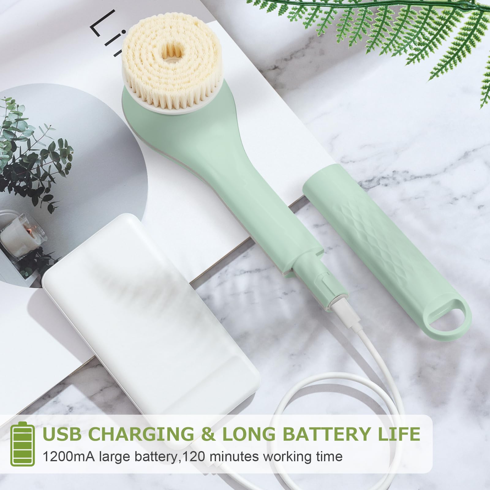LINGSFIRE IPX7 waterproof body scrubber for safe use in shower or tub.