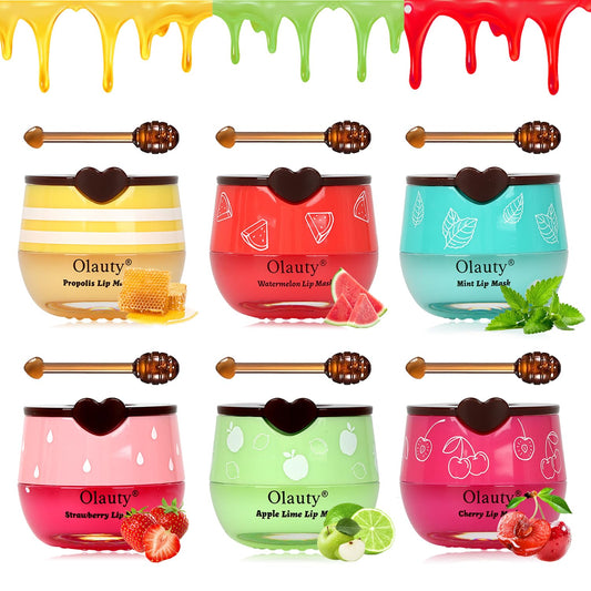 Lingyun Bee Lip Balm Honey Pot jar close-up showing natural honey and fruit extracts