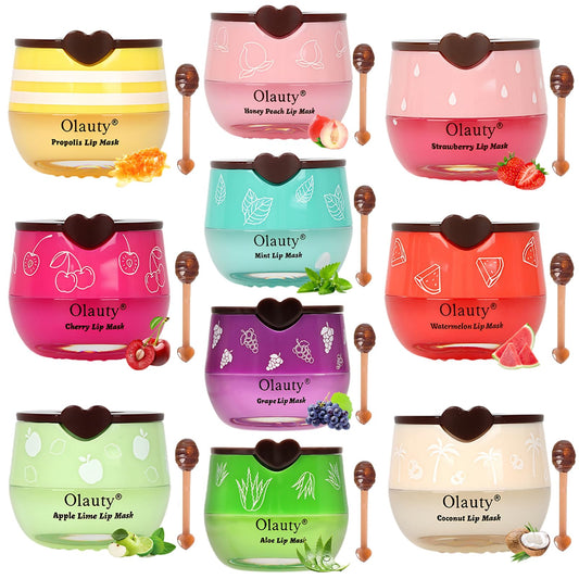 Lingyun Lip Balm Honey Pot Strawberry close-up for nourished, smooth lips.