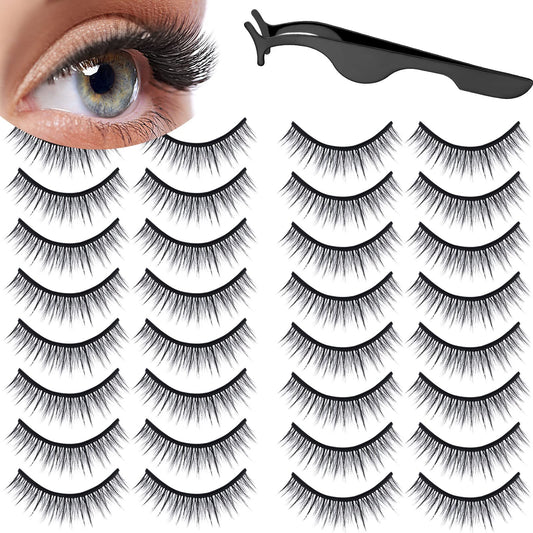 Linyuthia 16-pair self-adhesive eyelashes pack for easy daily wear