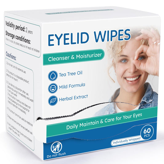 Linzercin tea tree eyelid wipes bottle for easy at-home eye cleansing.