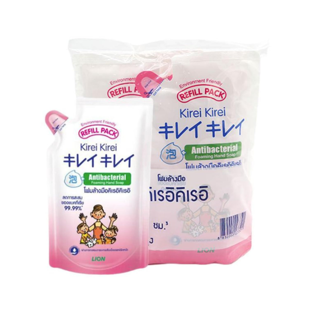 LION Kirei Kirei foaming hand soap refill packaging highlights plant-based cleaning.