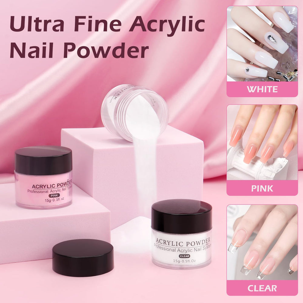 Lionvision 12-color acrylic powder and liquid set for diverse nail art practice