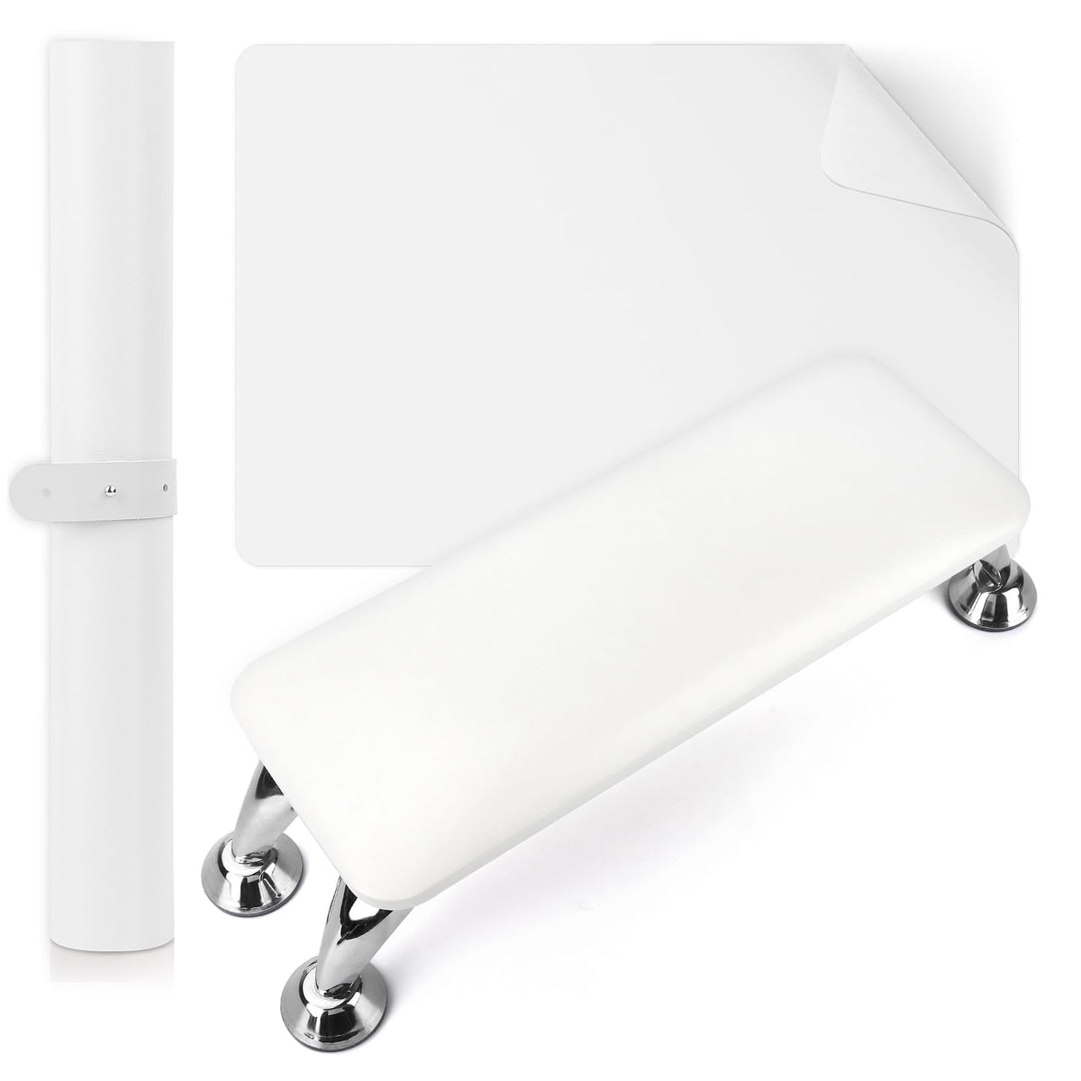 Lionvision nail arm rest white, soft microfiber pad for comfortable manicures.