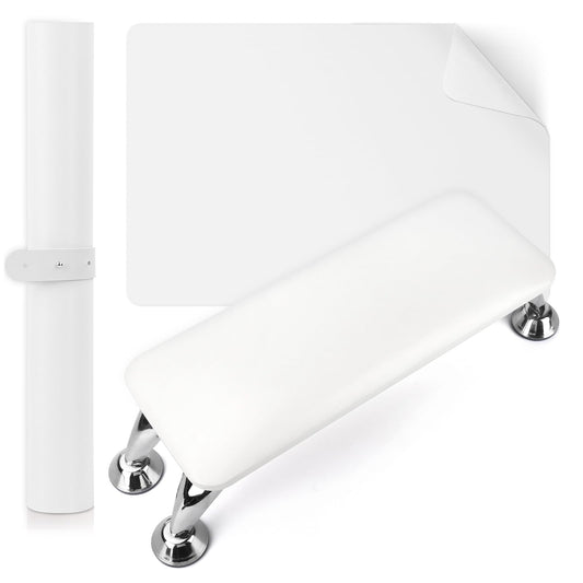 Lionvision nail arm rest white, soft microfiber pad for comfortable manicures.