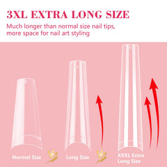 Lionvison long coffin-shaped nail tips ready for shaping.