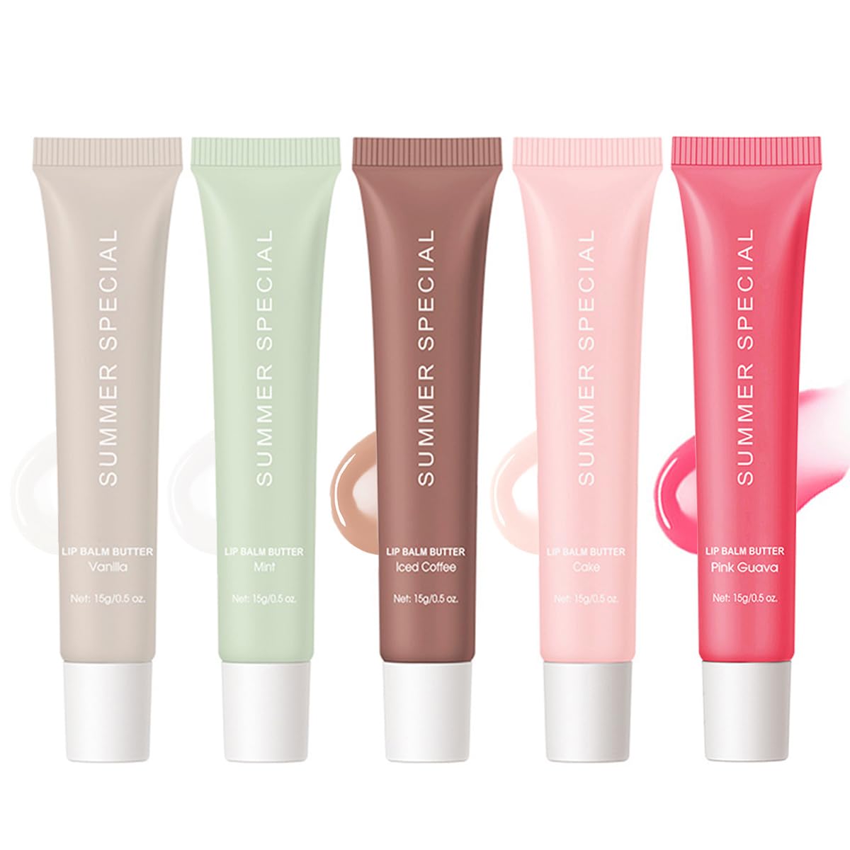 5-Color Summer Special Lip Balm Vanilla Nude swatch for daily hydration.