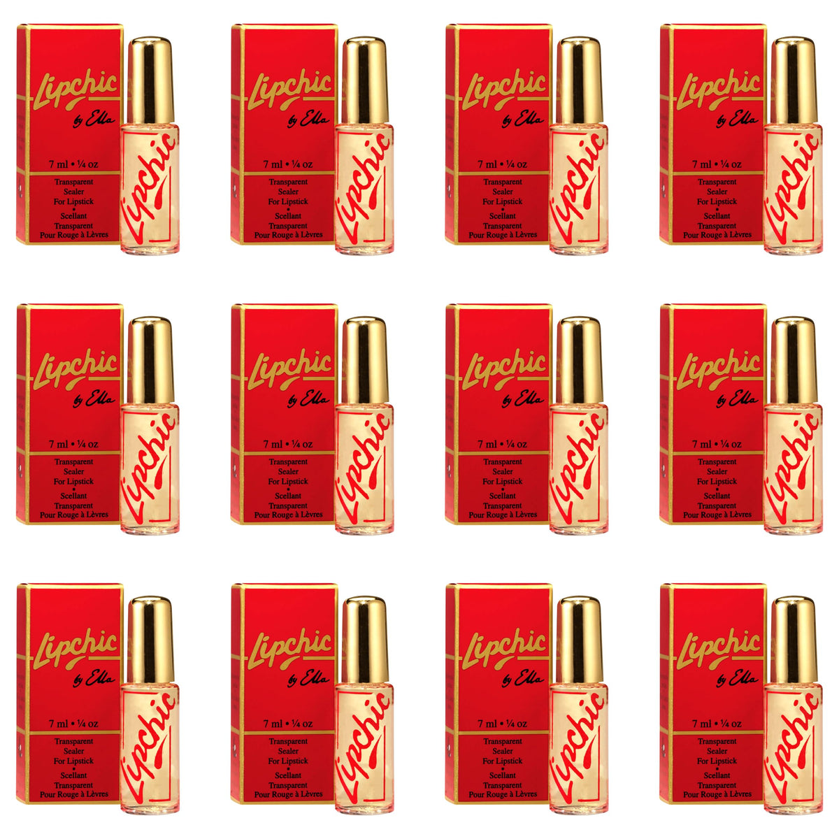Lip Chic by Ella 12-pack box front showcases branding and packaging for easy recognition.
