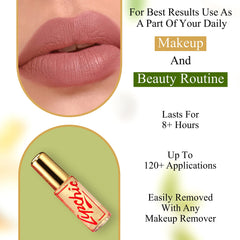 Lip Chic by Ella long-wear test illustrating extended lip wear potential.