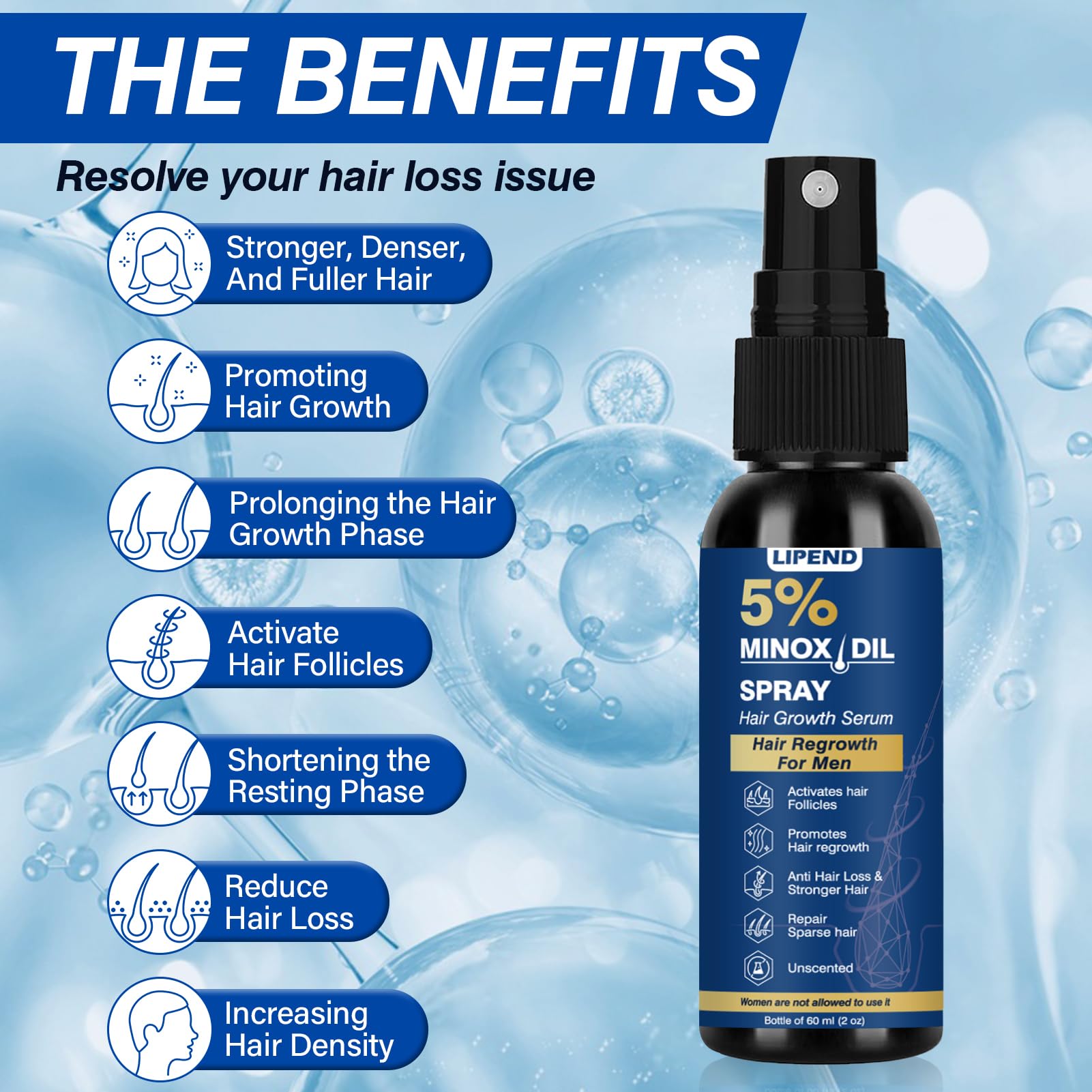 LIPEND Minoxidil hair-density closeup suggesting thicker appearance