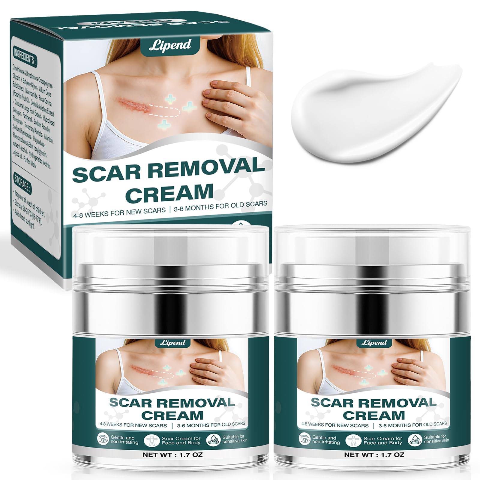 Lipend scar cream gel tube 1.7 oz for versatile scar care