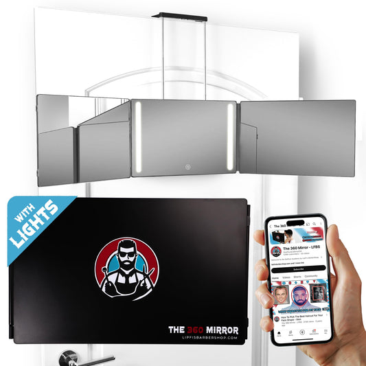 Lipfis Barbershop 360 mirror front view for accurate hair angles and precision.