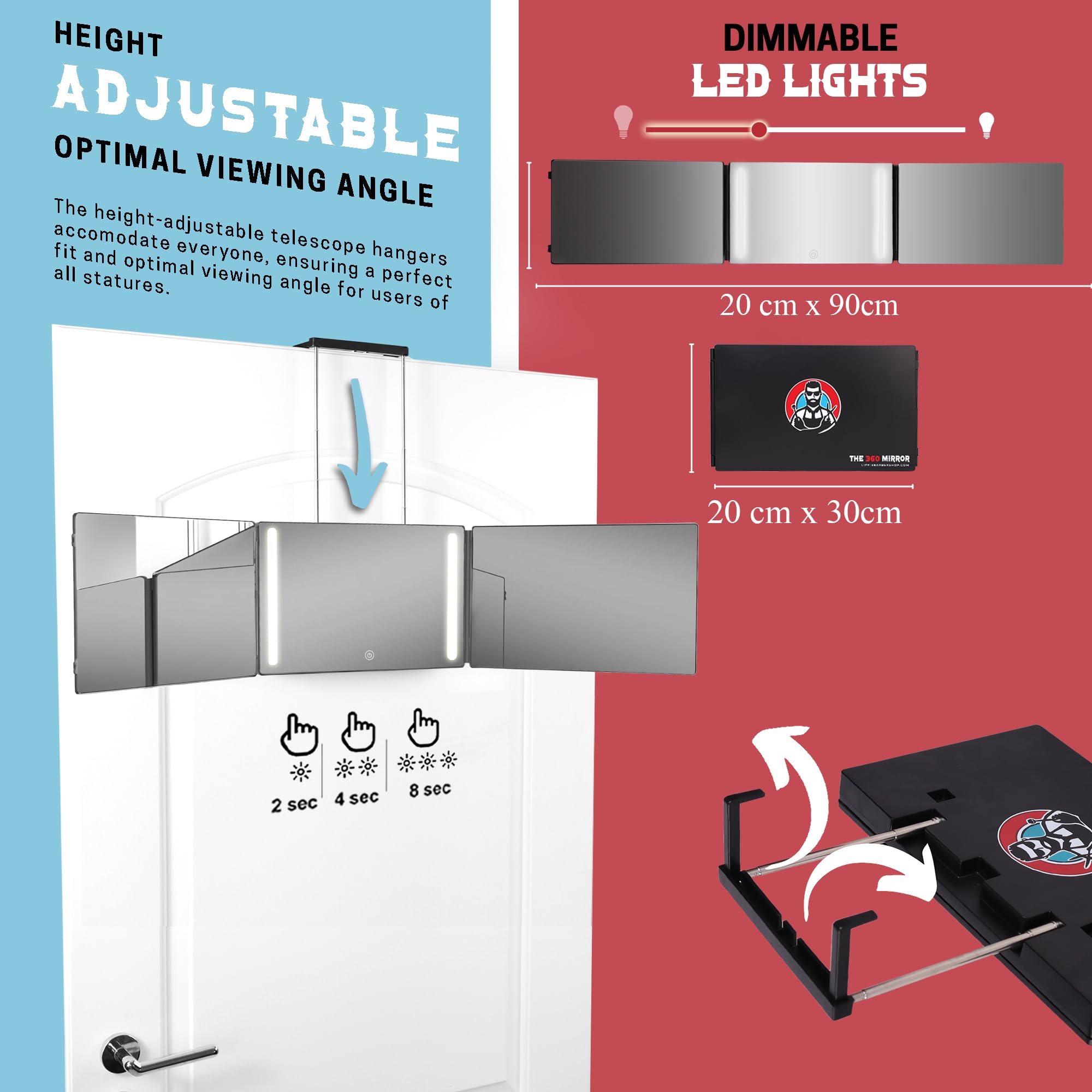 Lipfis Barbershop 360 mirror LED light for enhanced visibility.