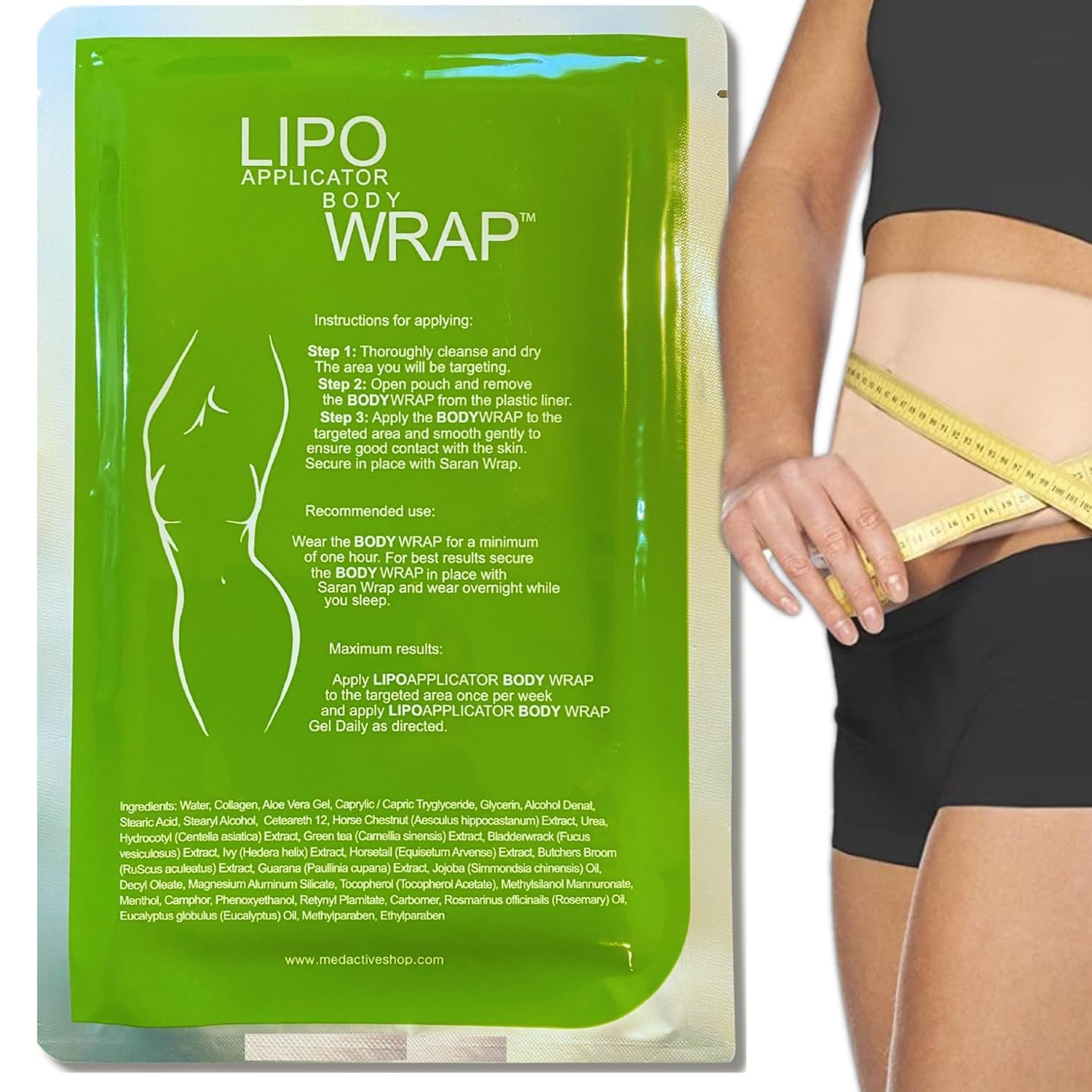 Lipo Applicator wrap on back for a smoother silhouette and firmer skin