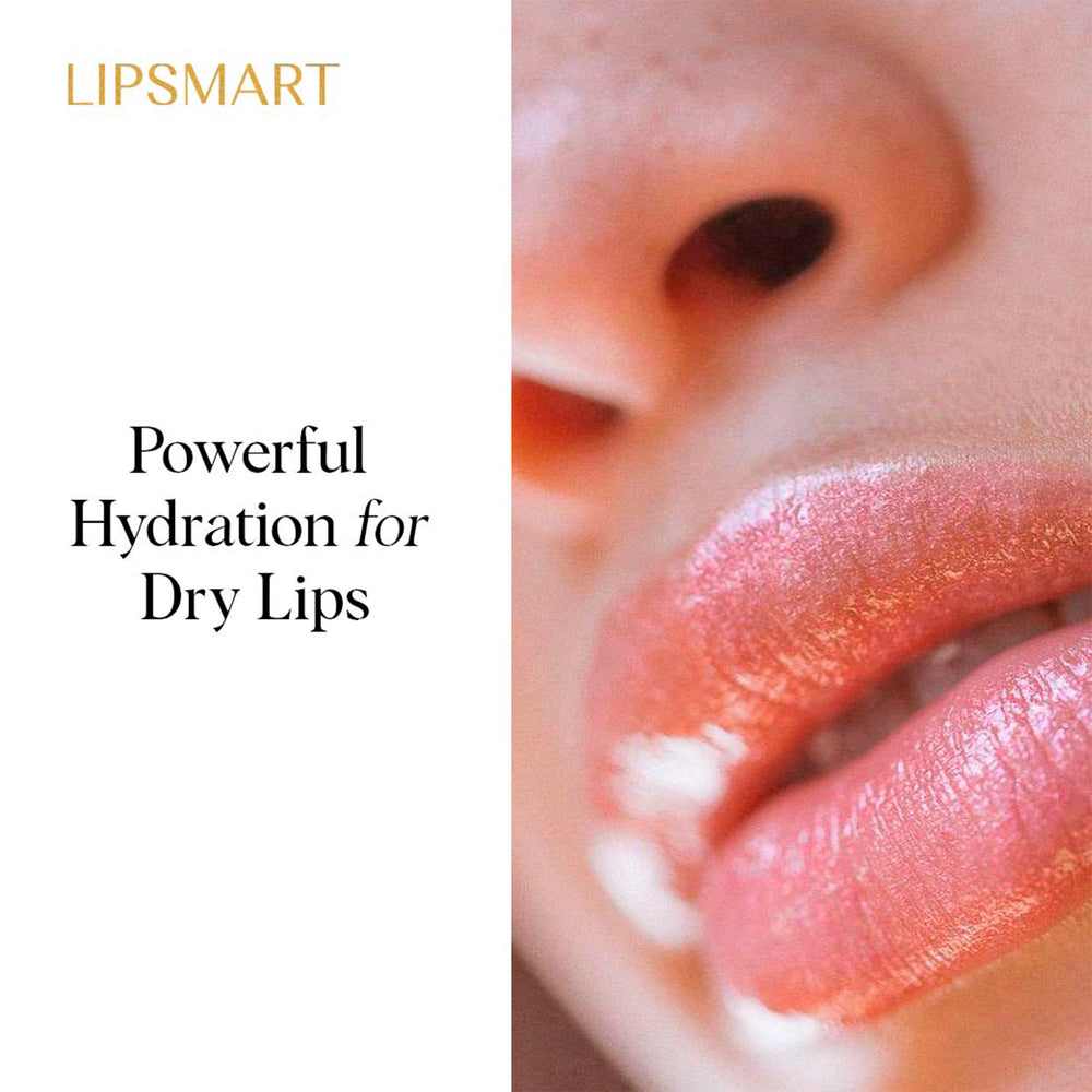 LipSmart packaging displays dermatologist-tested, hypoallergenic, cruelty-free lip care.