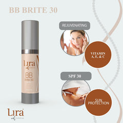 Lira Clinical BB Brite 30 applied on skin for a smooth, even finish