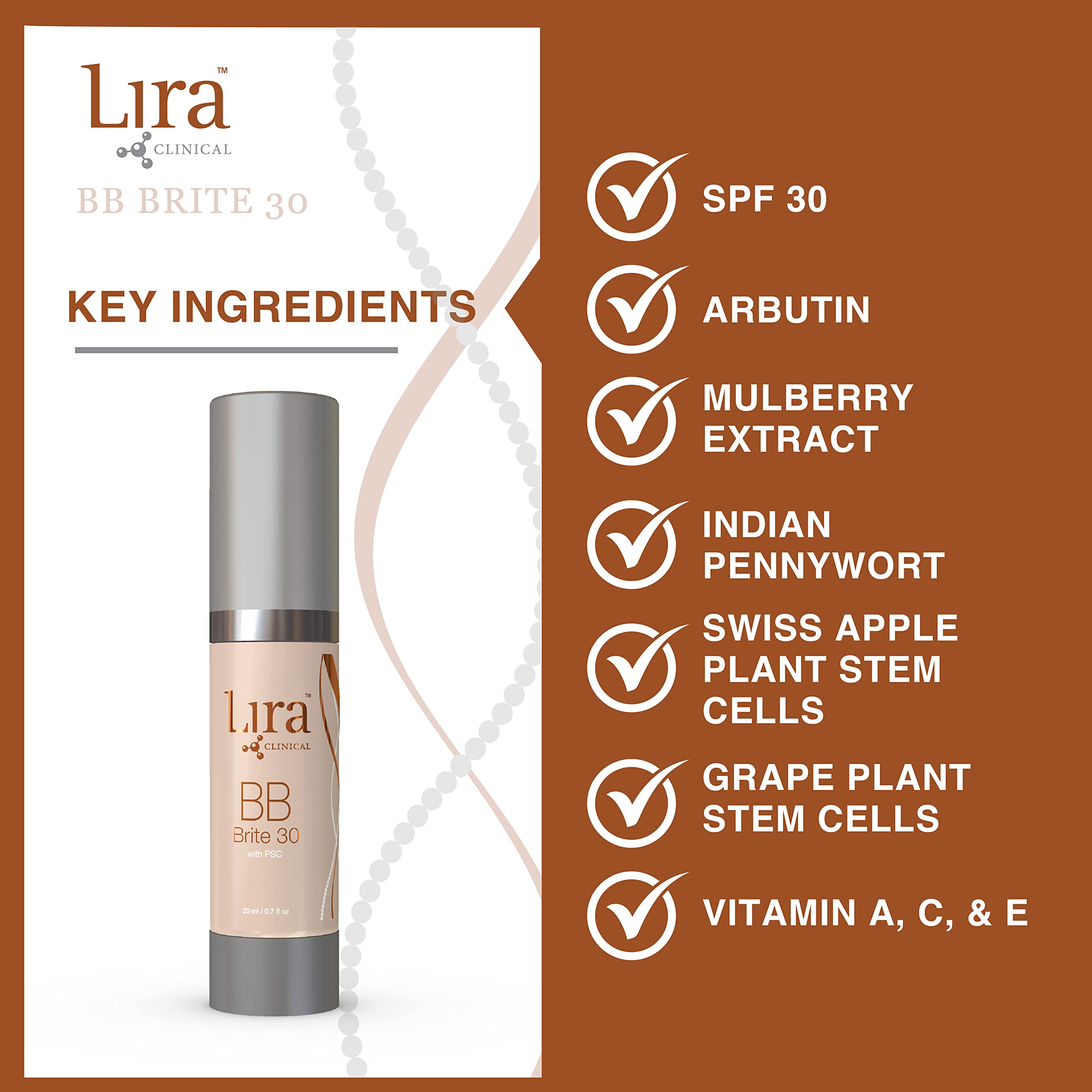 Lira Clinical BB Brite 30 packaging box with premium design details