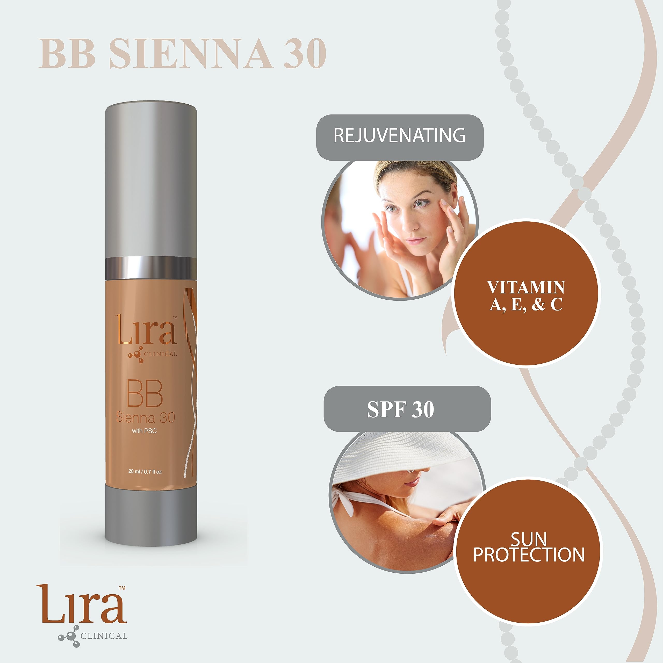 Lira Clinical BB Sienna 30 full coverage on the skin