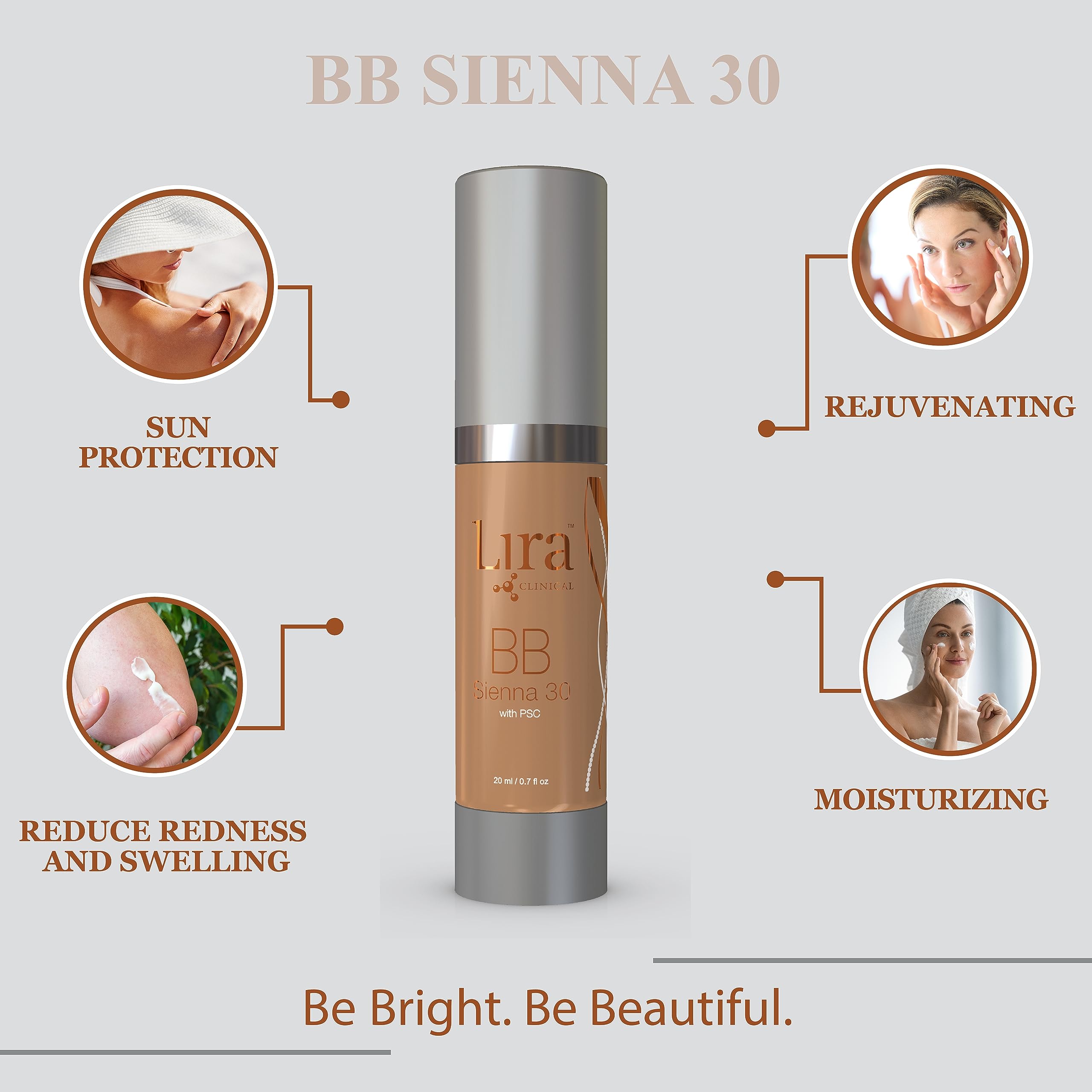 Lira Clinical BB Sienna 30 hand application shows smooth blend