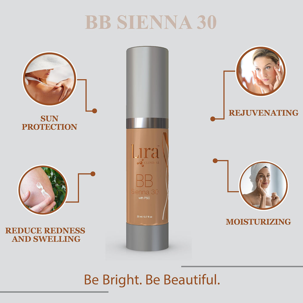 Lira Clinical BB Sienna 30 hand application shows smooth blend