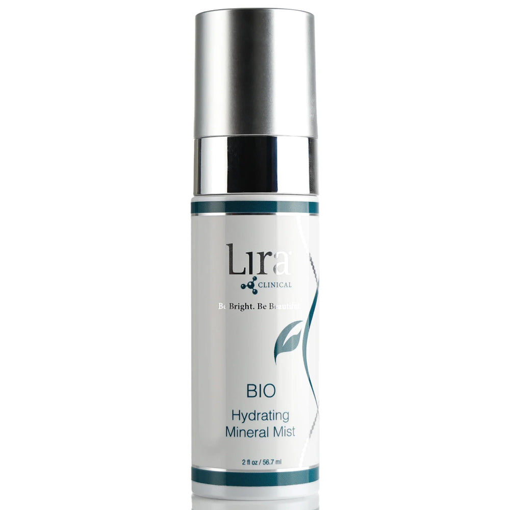 Lira Clinical BIO Hydrating Mineral Mist bottle provides instant hydration on the go.