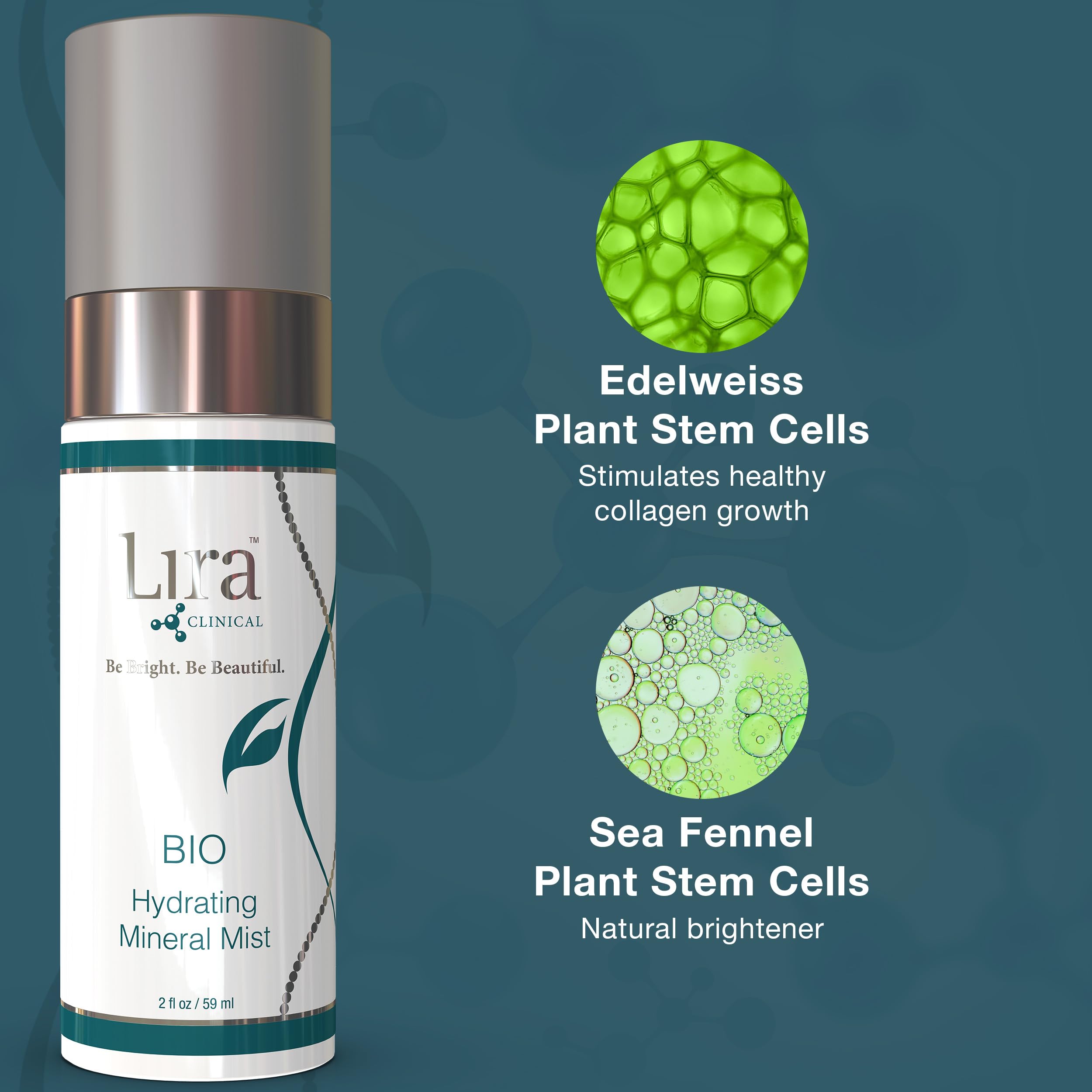 Lira Clinical BIO Hydrating Mineral Mist compact size fits purse or gym bag.