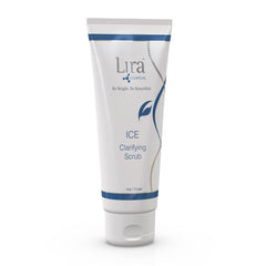 Lira Clinical ICE Clarifying Scrub bottle showing soothing, pore-cleaning formula.