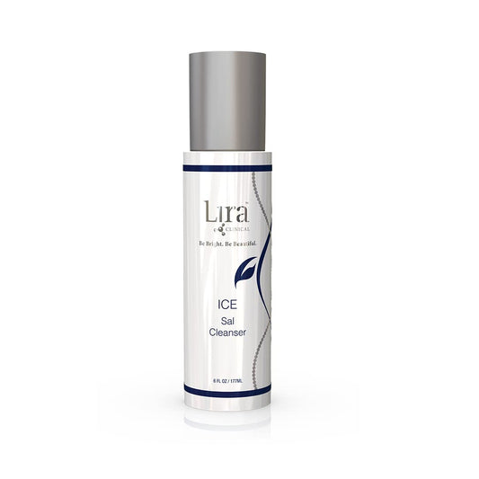 Lira Clinical ICE Sal Cleanser bottle pour offers a refreshing cleanse for clear, balanced skin