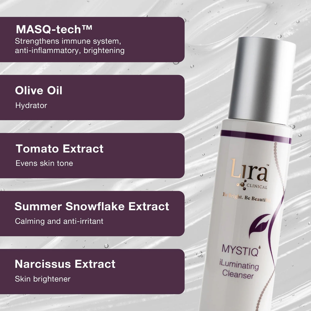 Lira Clinical MYSTIQ texture shows creamy, gentle cleanse
