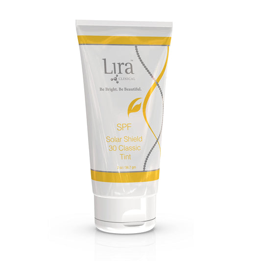 Lira Clinical Solar Shield 30 Classic Tint bottle front view with SPF 30 protection.