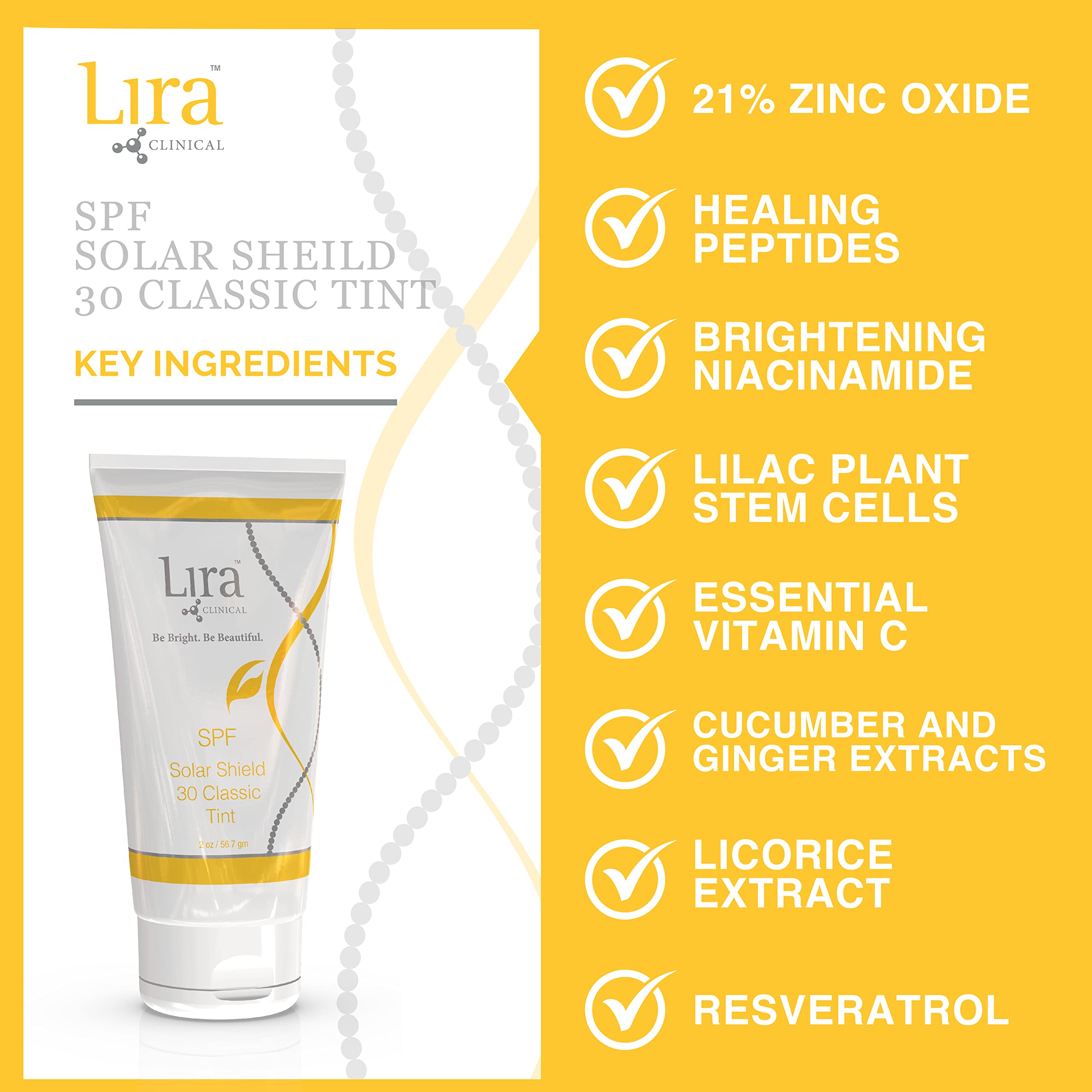 Lira Clinical Solar Shield 30 Classic Tint texture close-up on skin.