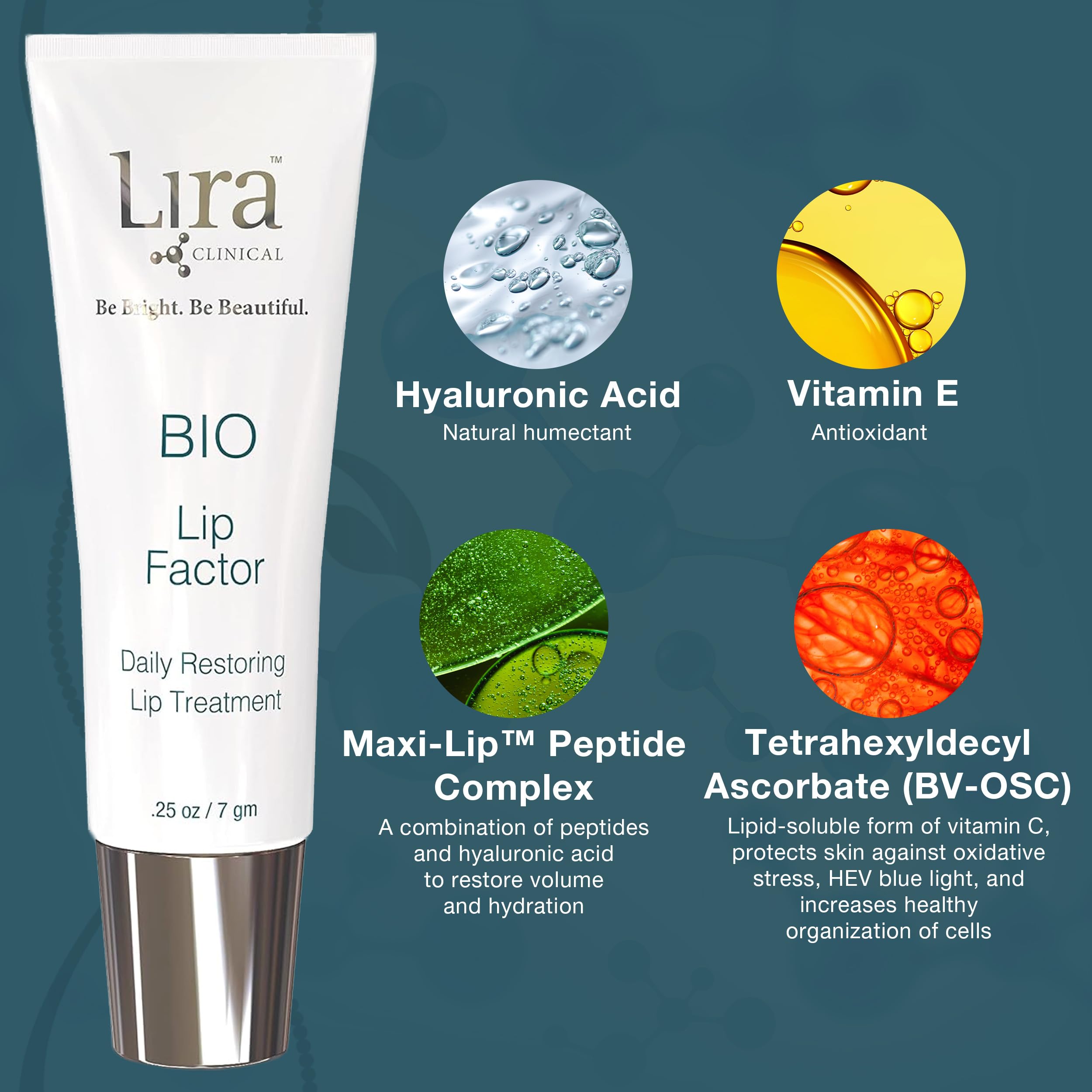 Lira Clinical BIO Lip Factor vitamins C and E support lip vitality