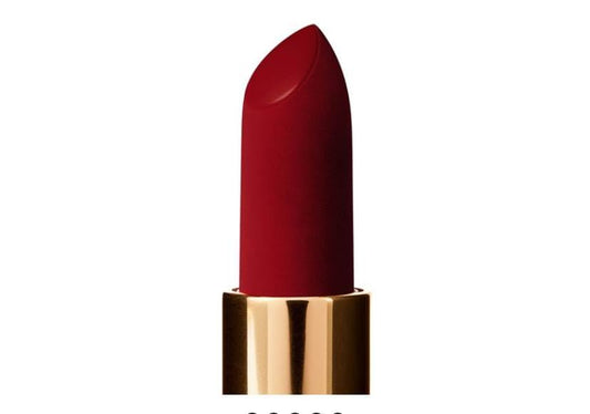 Lisa Eldridge Jazz lipstick application closeup for precise velvet finish.