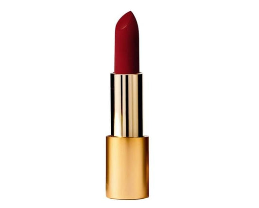 Lisa Eldridge True Velvet Jazz lipstick swatch on lips with rich color payoff.