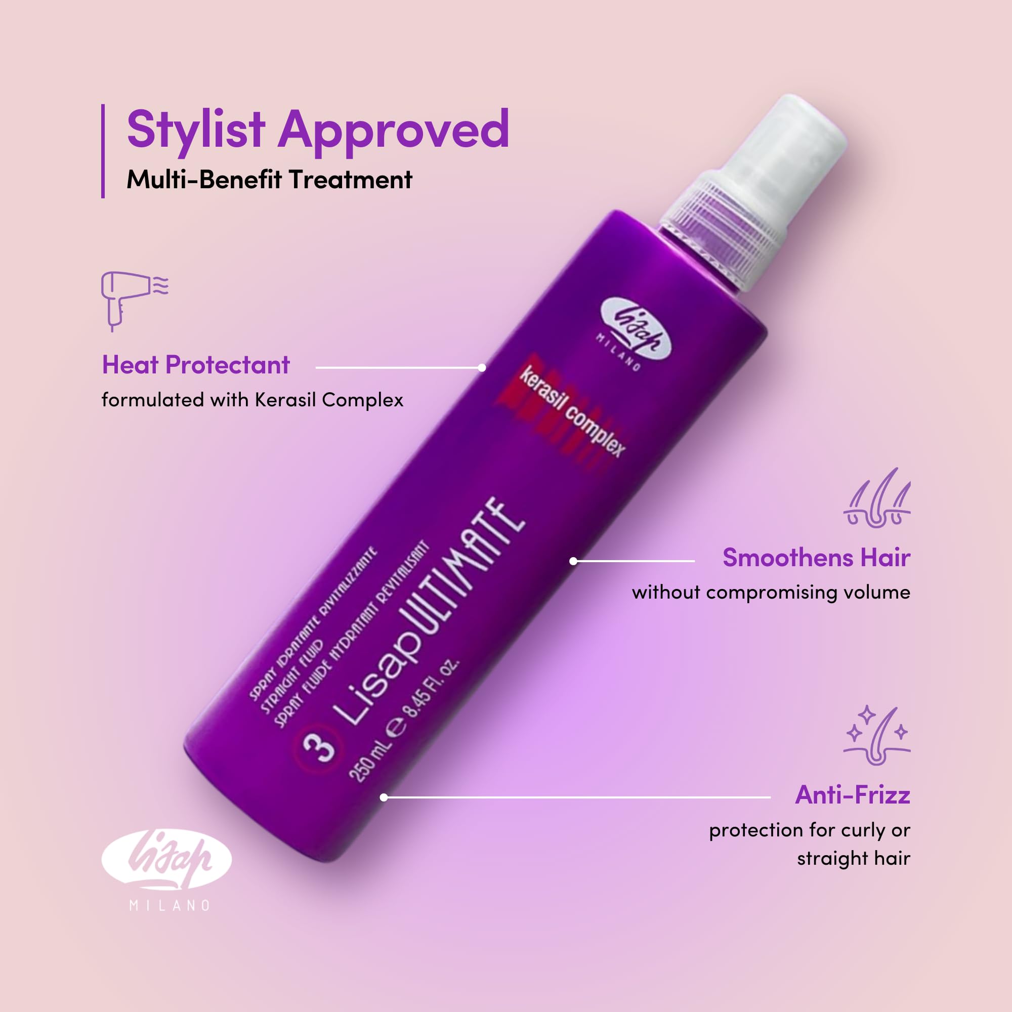 Lisap blow-dry heat protectant application reducing heat damage.