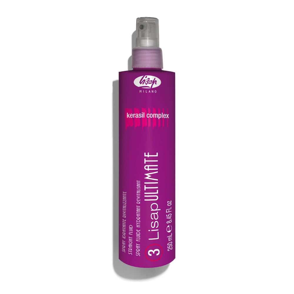Lisap heat protectant bottle guarding hair during styling.