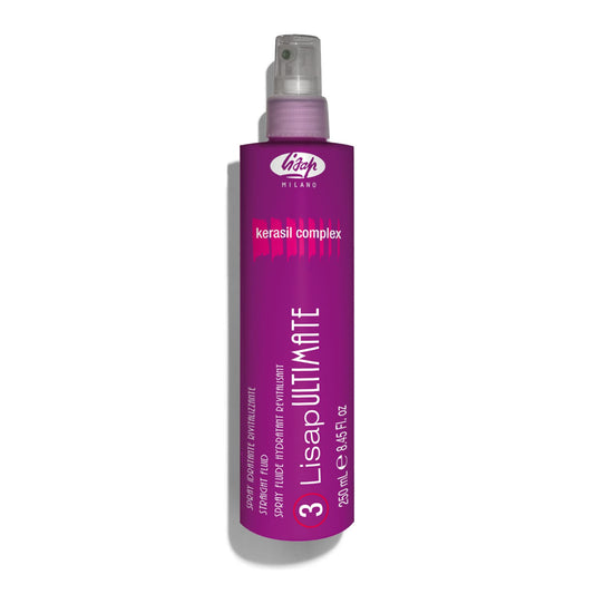 Lisap heat protectant bottle guarding hair during styling.