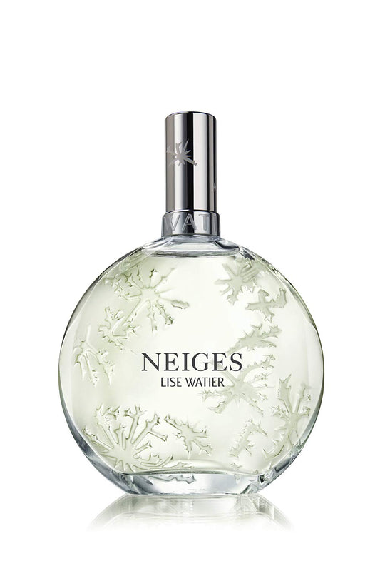 Lise Watier Neiges bottle front view, showcasing timeless design for everyday elegance