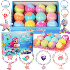 Lisotera mermaid bath bombs packaging with toy surprises inside the box
