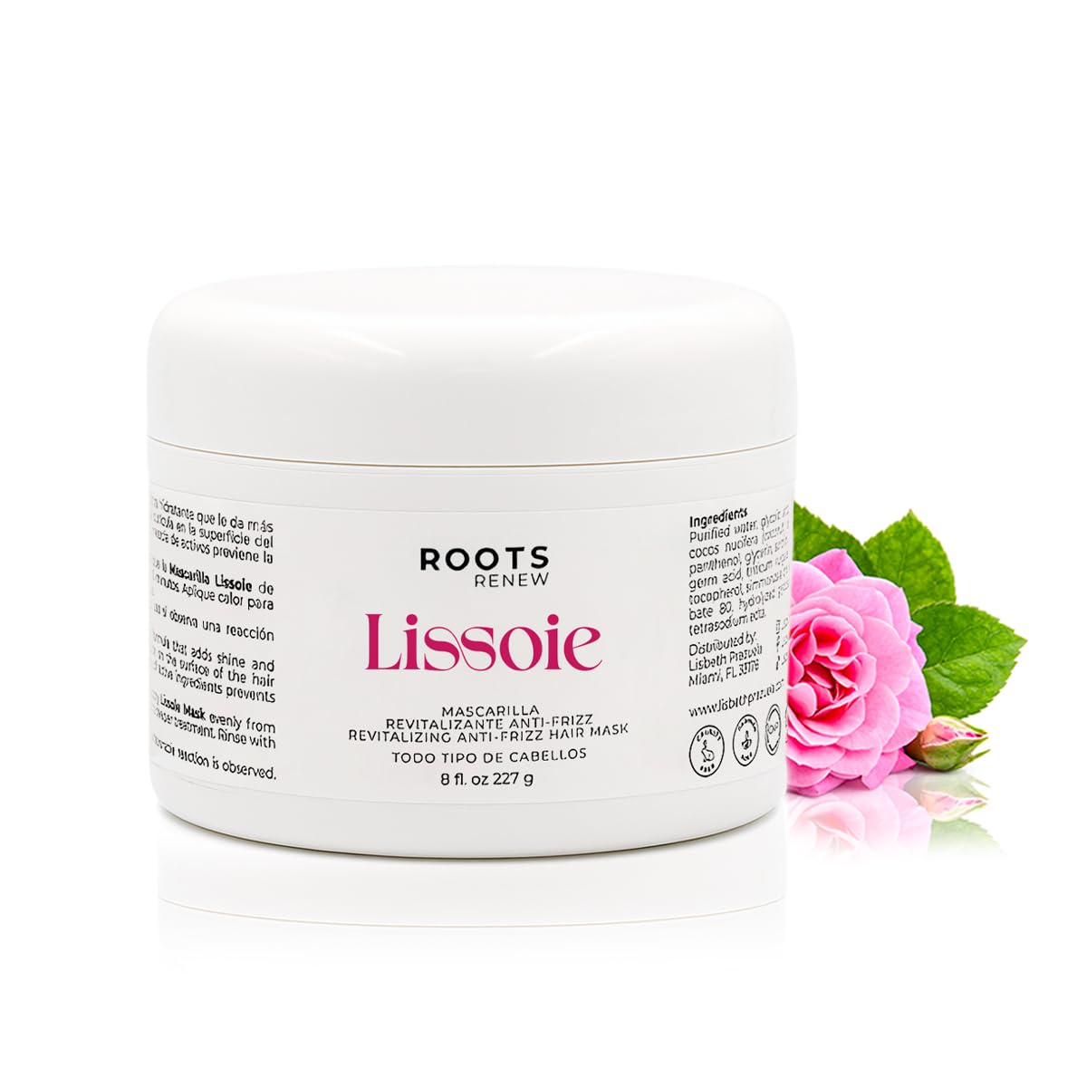 Lissoie Revitalizing Anti-Frizz Hair Mask jar front view for smooth, hydrated hair