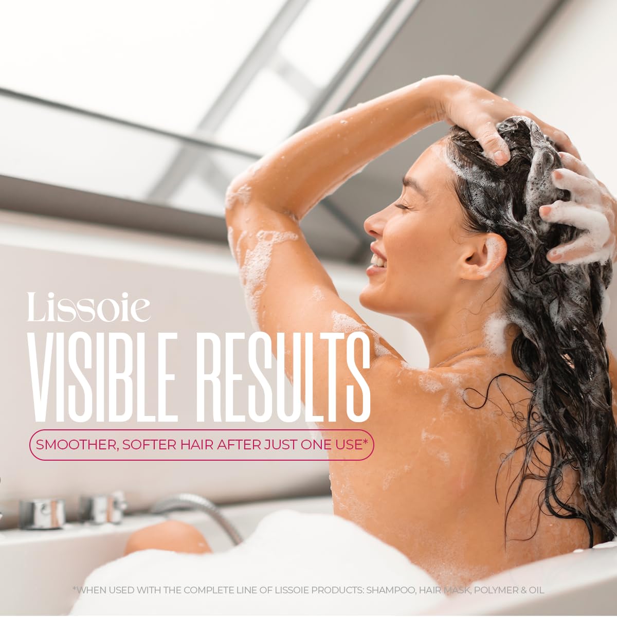 Lissoie Revitalizing Shampoo color-safe formula on color treated hair.