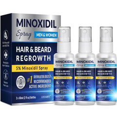 Listarfe 5% Minoxidil spray three-pack bottle boosts potential hair growth