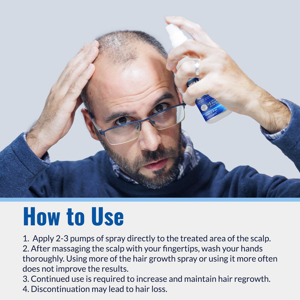 Listarfe hydrolyzed collagen minoxidil spray supports hair strength