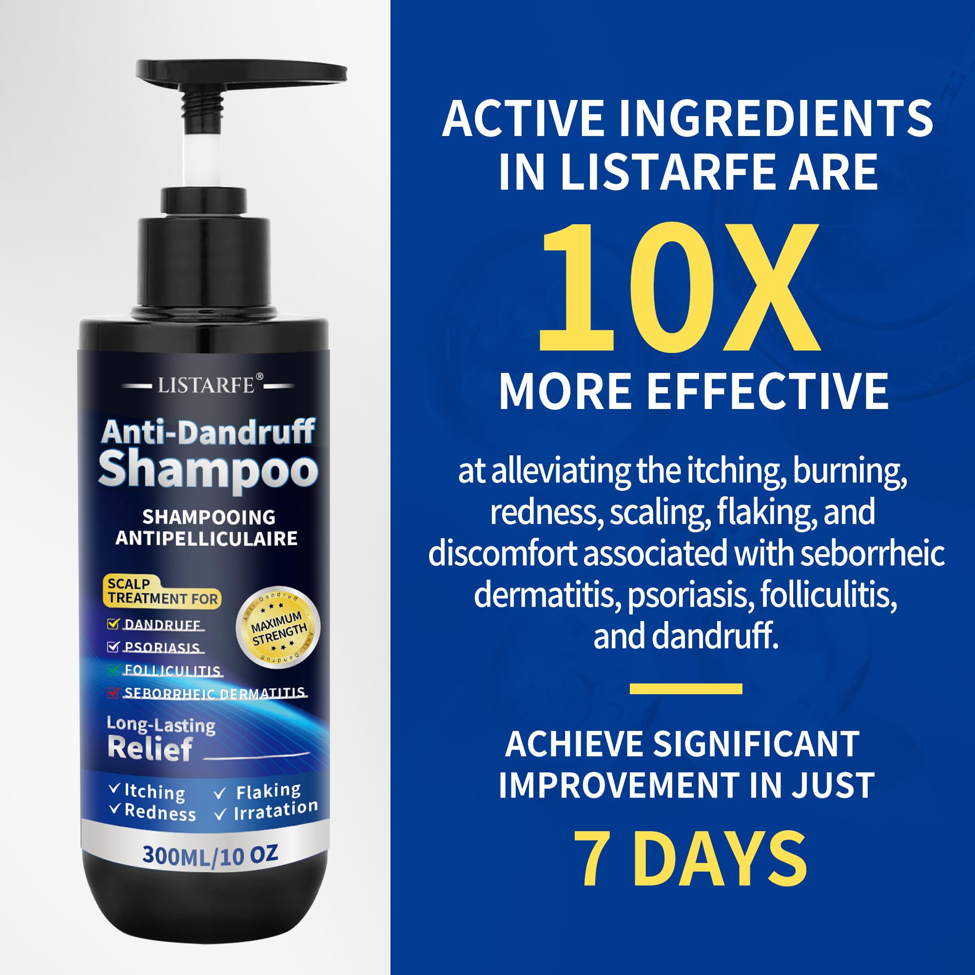 Listarfe Dandruff Shampoo rich lather shown for soothing cleansing